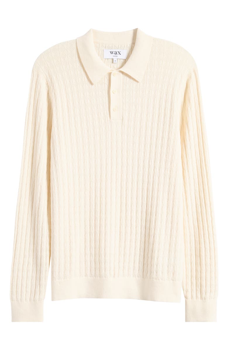 Wax London Oban Ecru Diamond Stripe Cotton & Cashmere Polo Sweater, Alternate, color, Ecru