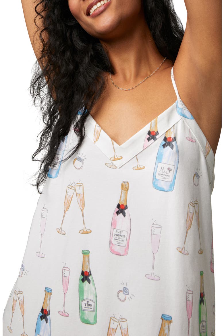 Just Married Print Organic Cotton Jersey Chemise, Alternate, color, CHAMPAGNE WEDDING