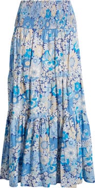 LOVE THE LABEL Izzy Print Smocked Waist Maxi Skirt