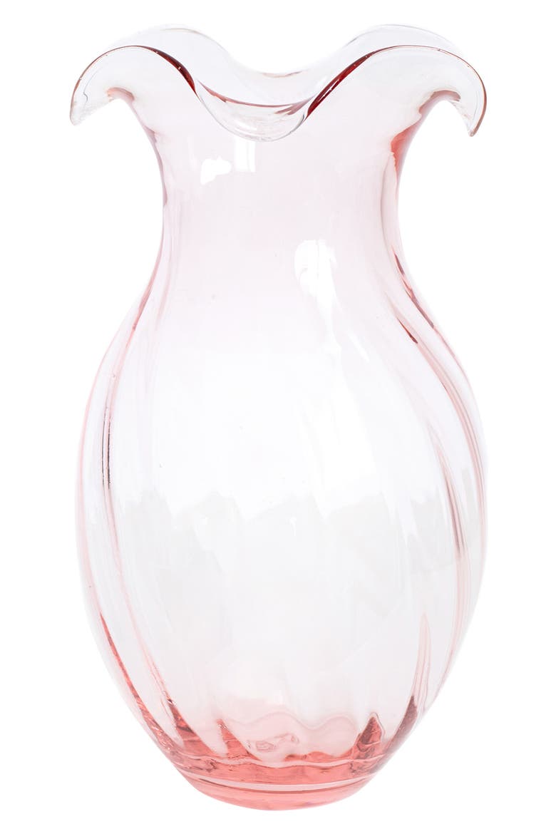 Hibiscus Fluted Glass Vase, Main, color, PINK