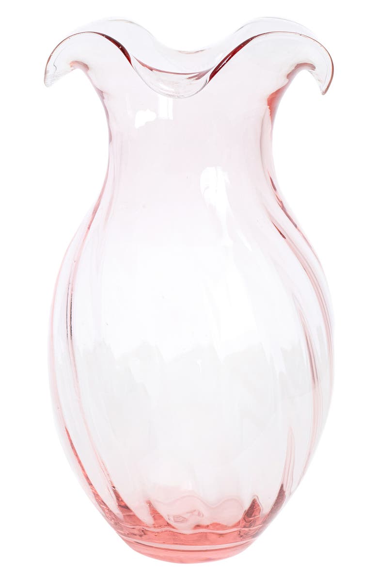 VIETRI Hibiscus Fluted Glass Vase, Main, color, Pink