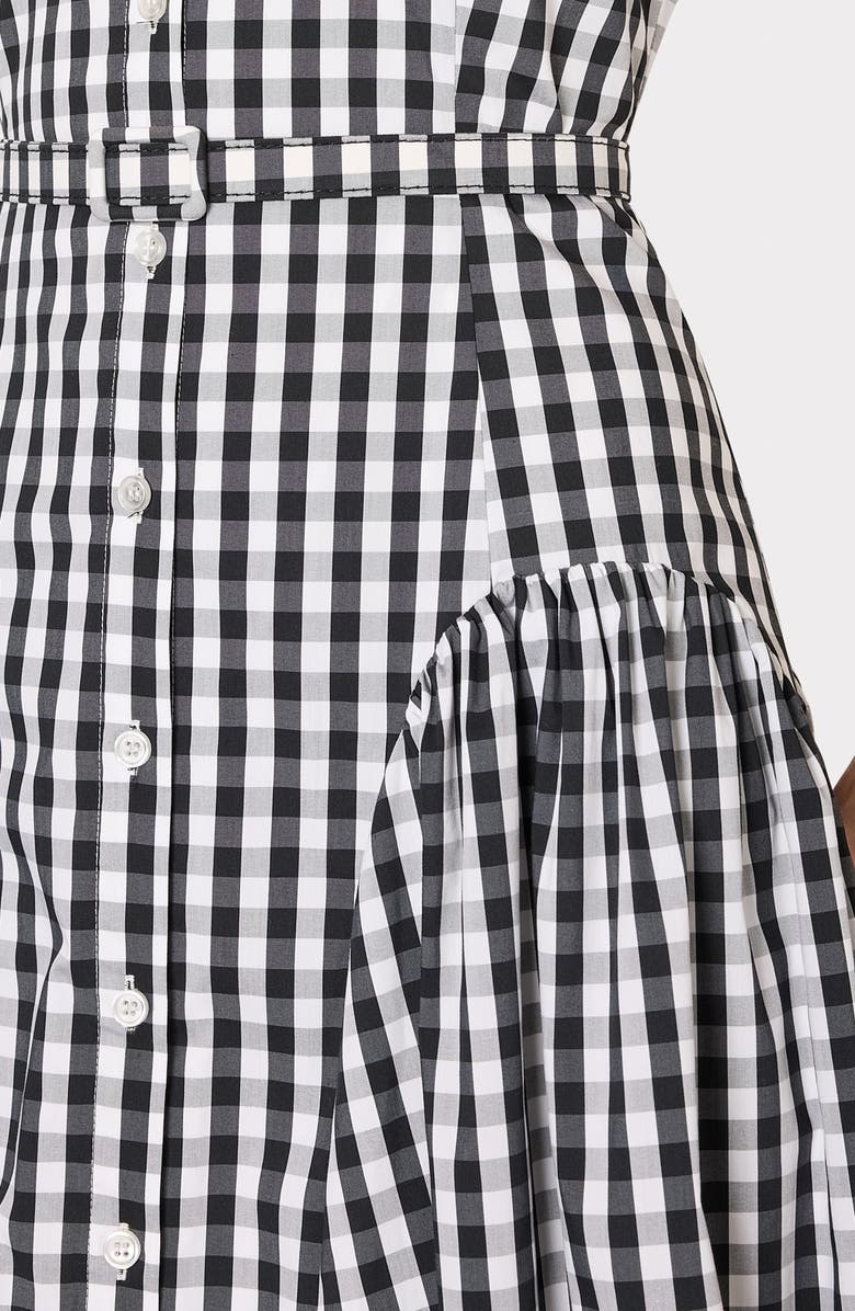 Milly Maxine Gingham Cotton Blend Midi Shirtdress, Alternate, color, Black/ White