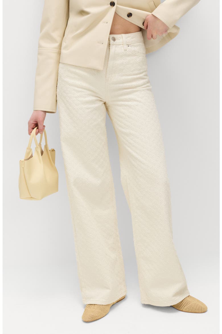 Textured Wide Leg Jeans, Main, color, ECRU BROWN