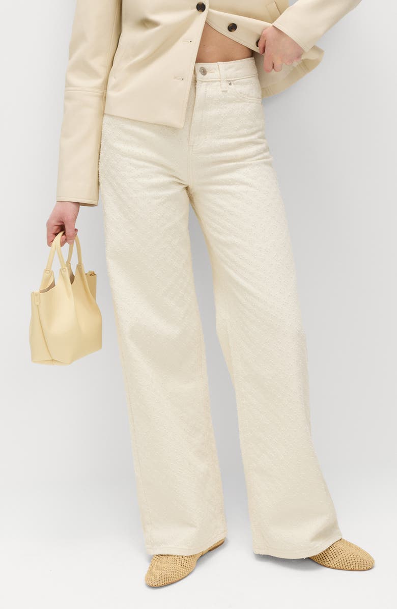 M&S Textured Wide Leg Jeans, Main, color, Ecru Brown