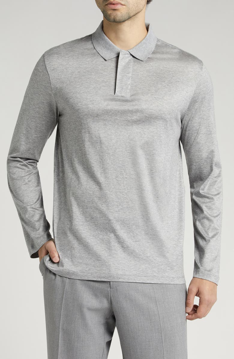 Emporio Armani Long Sleeve Jersey Polo, Main, color, 