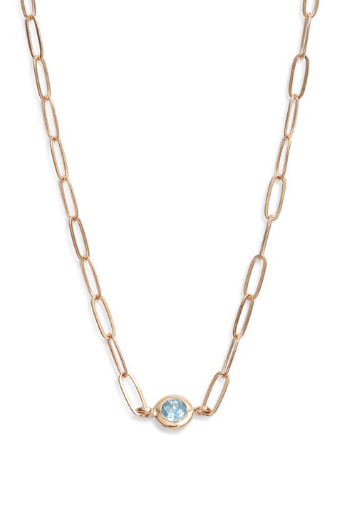 Classique Birthstone Paper Clip Chain Necklace