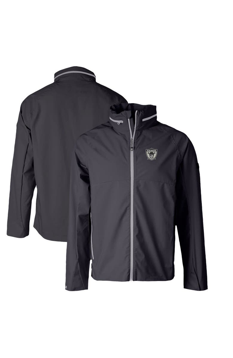 Cutter & Buck Men's Cutter & Buck Graphite Las Vegas Raiders Throwback Logo Vapor Water Repellent Stretch Full-Zip Rain Jacket, Main, color,