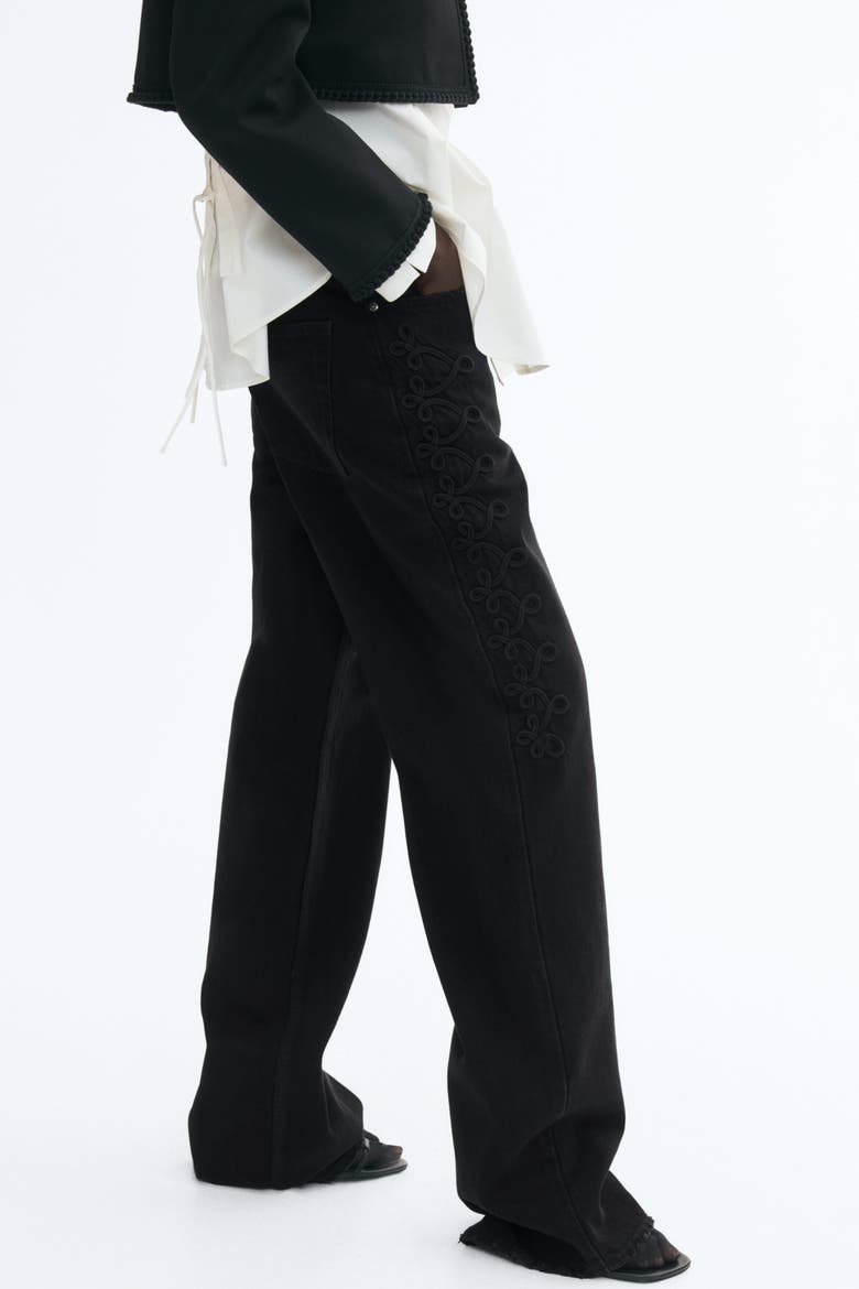 Straight Regular Waist Jeans, Main, color, Black