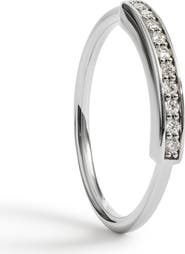 Monica Vinader Linear Sterling Silver Lab Grown Diamond Pavé Band Ring
