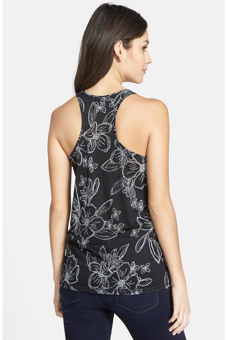 Linen Tank, Alternate, color, BLACK- IVORY LINEAR FLORAL