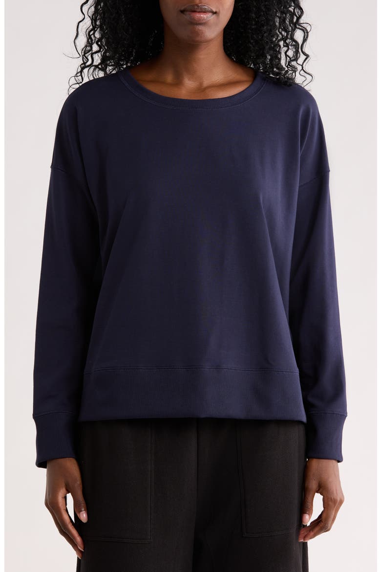Crewneck Long Sleeve T-Shirt, Main, color, INK