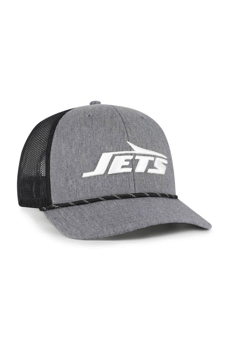 Men's '47 Heather Charcoal New York Jets Carbon Rope Trucker Adjustable Hat, Alternate, color, Heather Charcoal