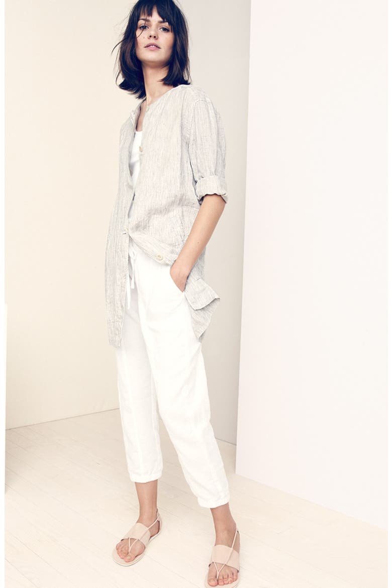 Organic Linen Crop Pants, Alternate, color, SILVER