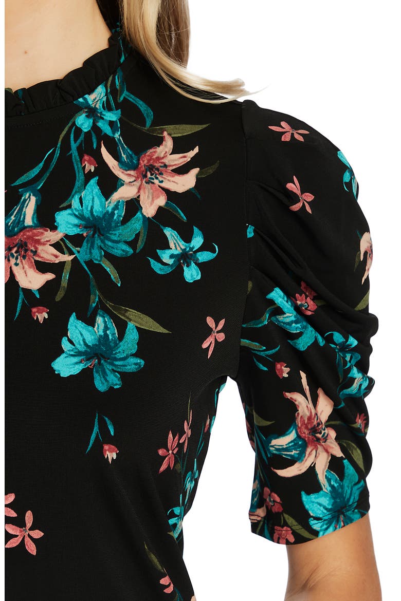 Expressive Lillies Puff Sleeve Top, Alternate, color, RICH BLACK