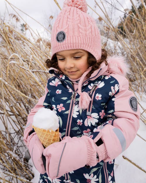 Deux Par Deux One-piece Play Snowsuit Flower In Pink