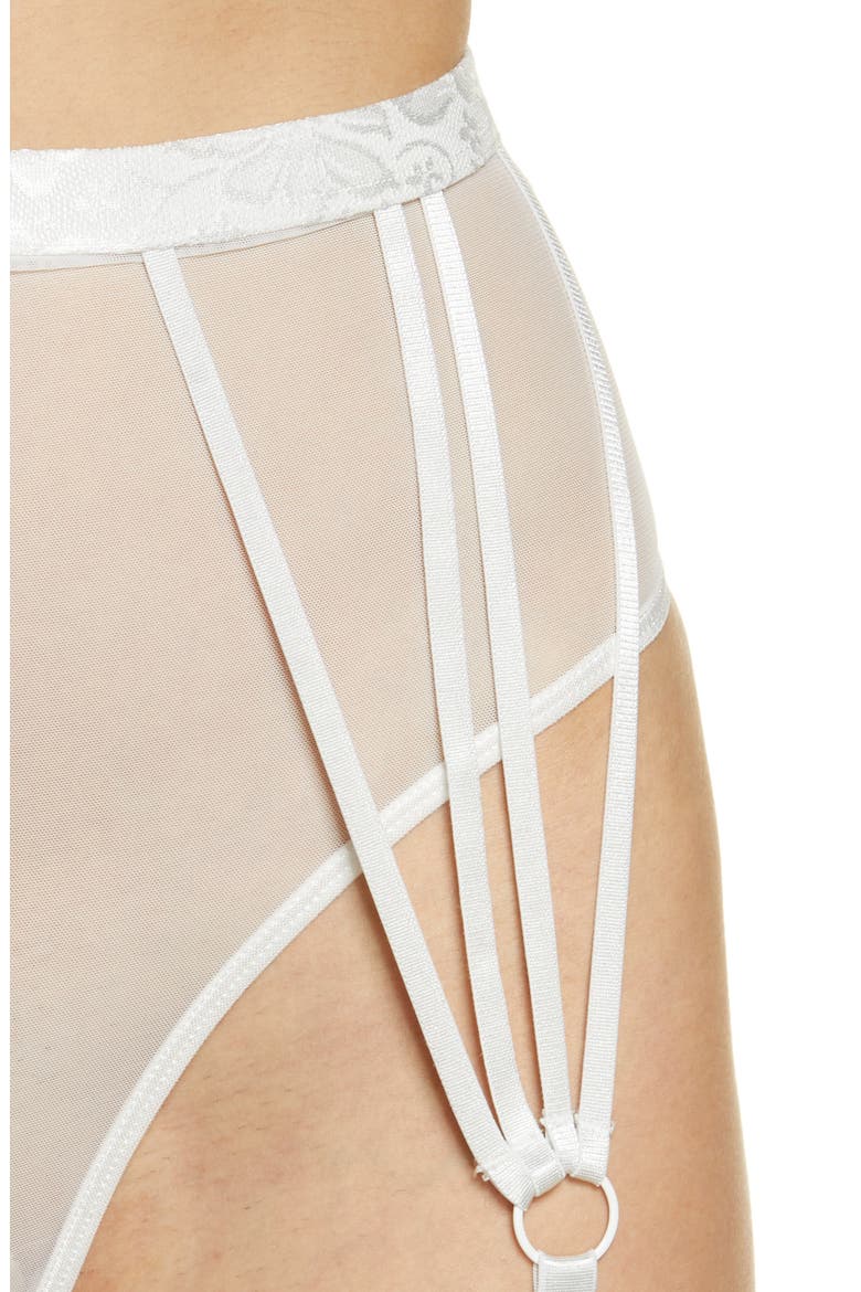 Strappy Choker Bra & High Waist Panties, Alternate, color, WHITE