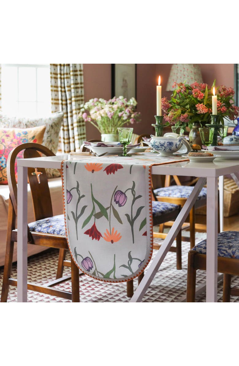 Sophie Williamson Design Table Runner Picnic on the Meadow, Alternate, color, White