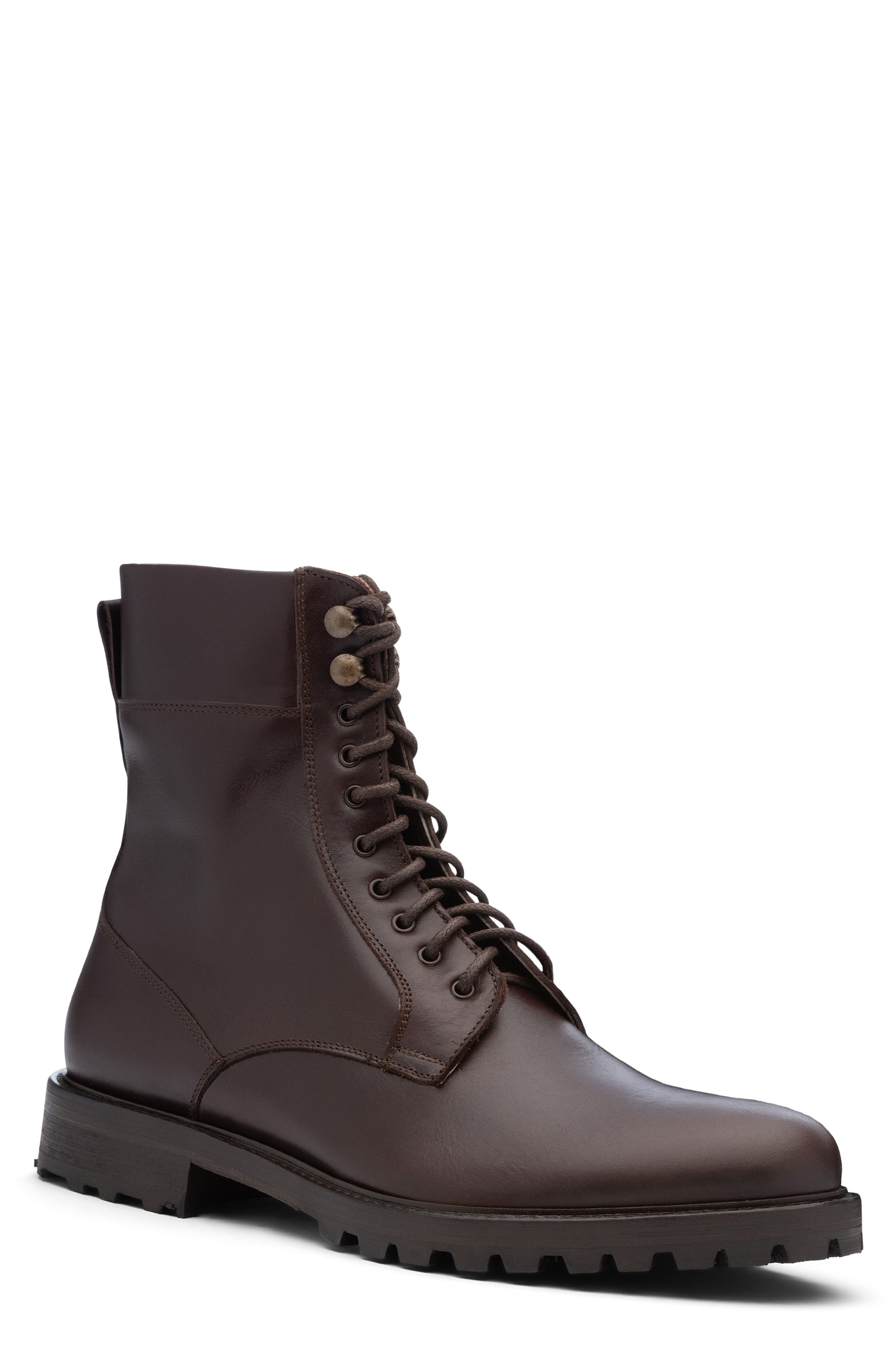 ANKARI-FLORUSS Plain Toe Combat Boot, Main, color, DARK BROWN