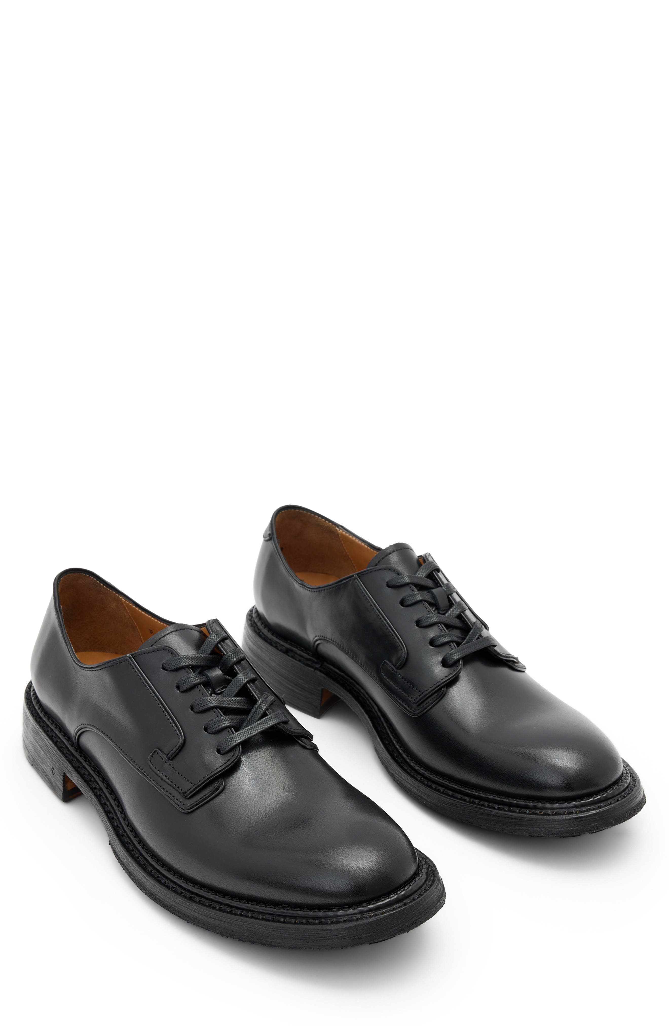 John Varvatos Heritage Lugged Plain Toe Derby, Alternate, color, Black