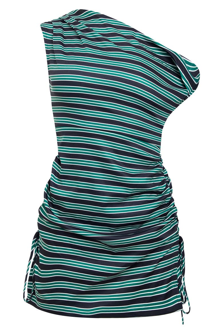 Original Sin Stripe One-Shoulder Minidress, Alternate, color, ONYX MOSS