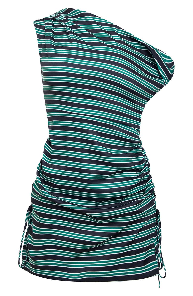 LIONESS Original Sin Stripe One-Shoulder Minidress, Alternate, color, Onyx Moss