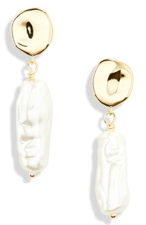 Demi-Fine Faux Pearl Drop Earrings