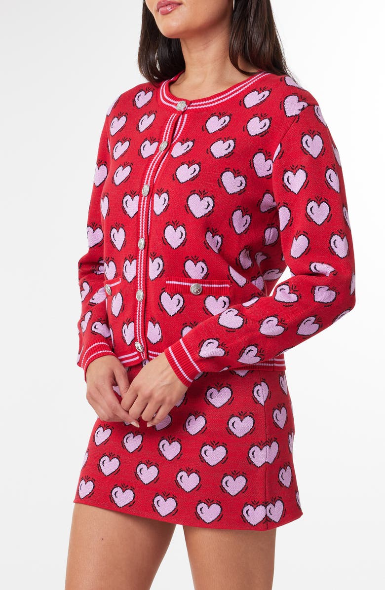 Scotch & Soda Burton Morris Hearts Jacquard Cardigan, Alternate, color,