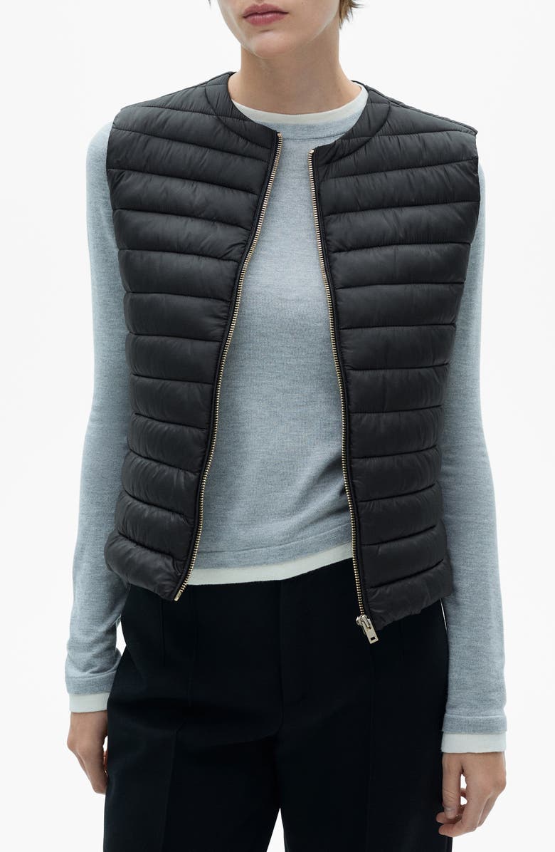 MANGO Quilted Front Zip Vest, Main, color,