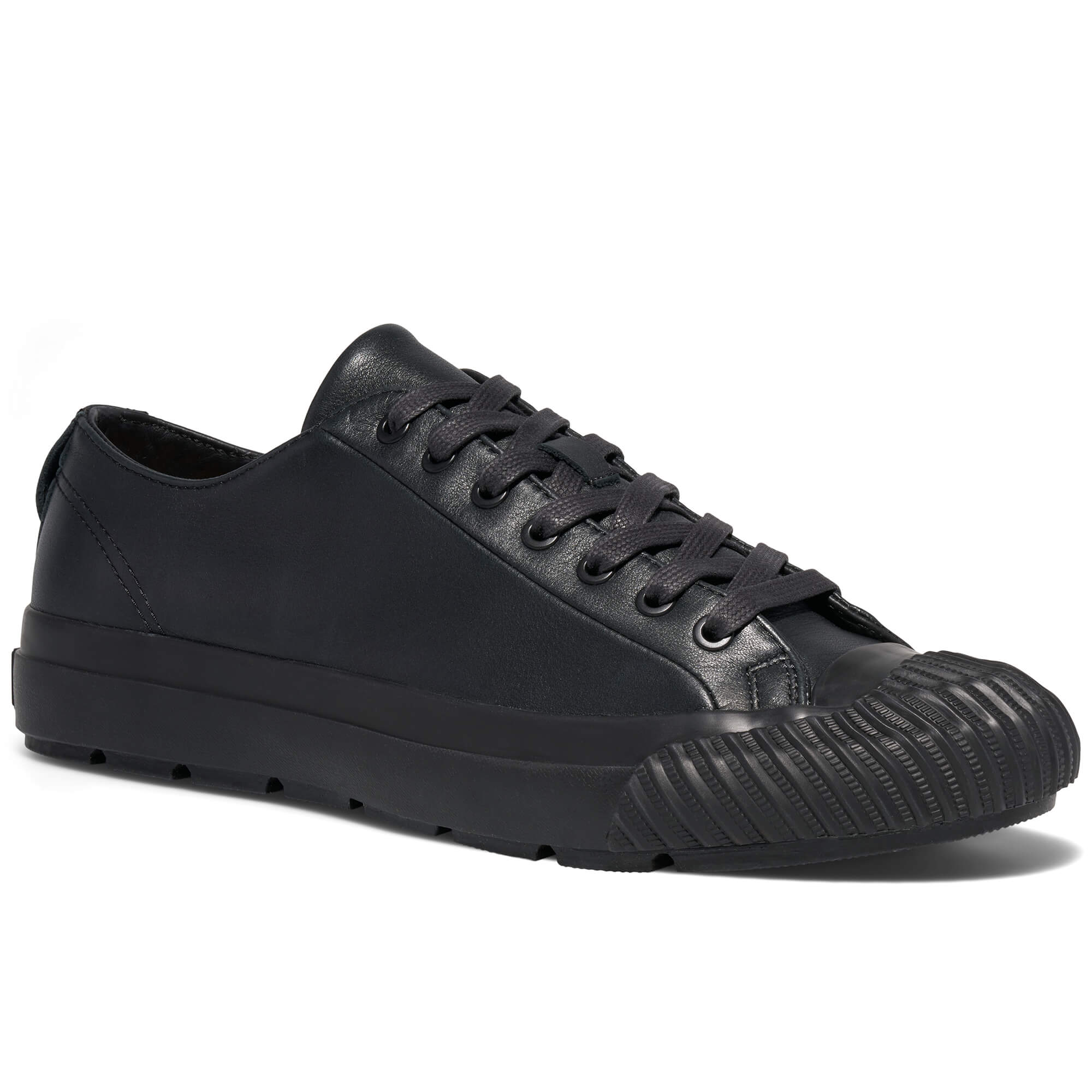 P.F. Flyers Grounder Leather Low-Top Sneaker, Main, color, Black