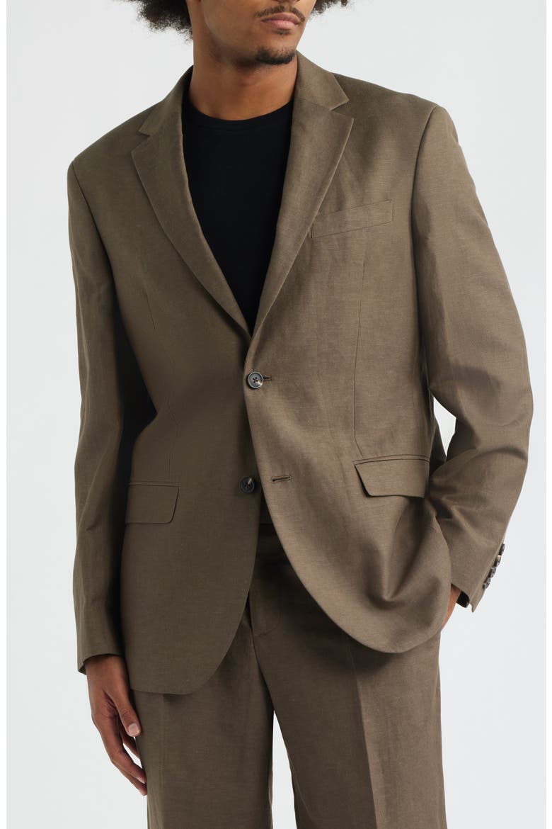 Slim Fit Solid Linen Blend Sport Coat, Alternate, color, BROWN ACORN