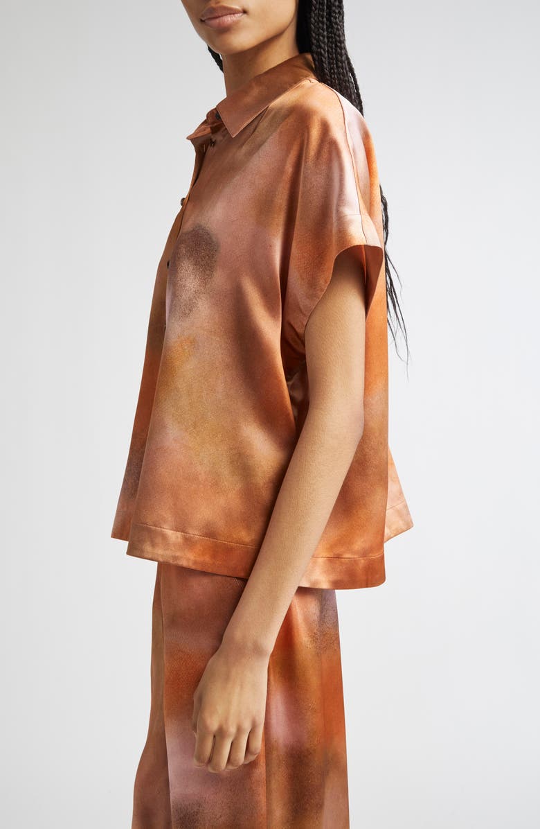 Lafayette 148 New York Pastel Print Oversize Dolman Sleeve Silk Satin Blouse, Alternate, color, 