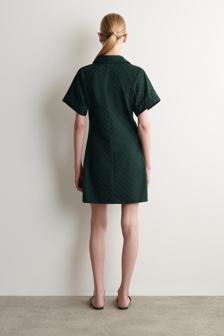 Polka-dot Jacquard Cotton Shirt Dress, Alternate, color, DARK GREEN / POLKA DOT