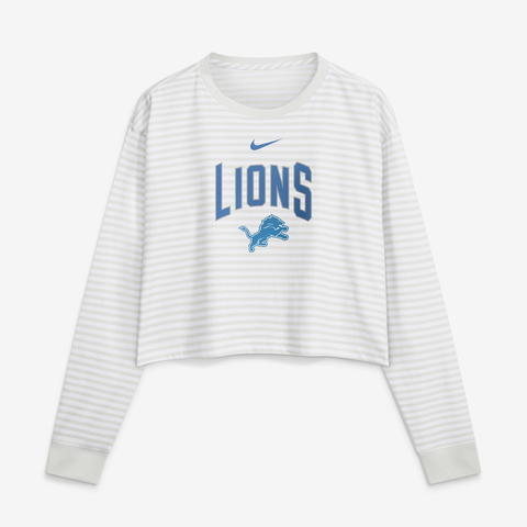 Women's Nike White Detroit Lions Loose Fit Crop Top
