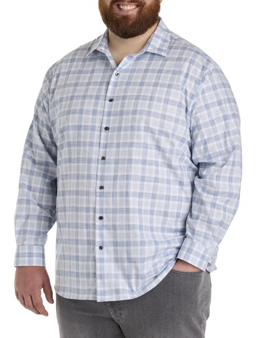 Synrgy By Dxl Big & Tall Plaid Sport Shirt In Blue