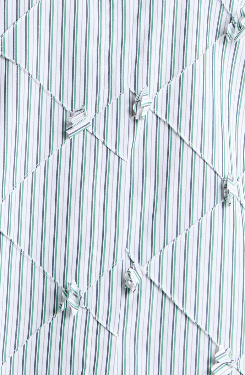 MAUDE CLUB Atlas Pinstripe Diamond Seam Button-Up Top, Alternate, color, Green Stripe