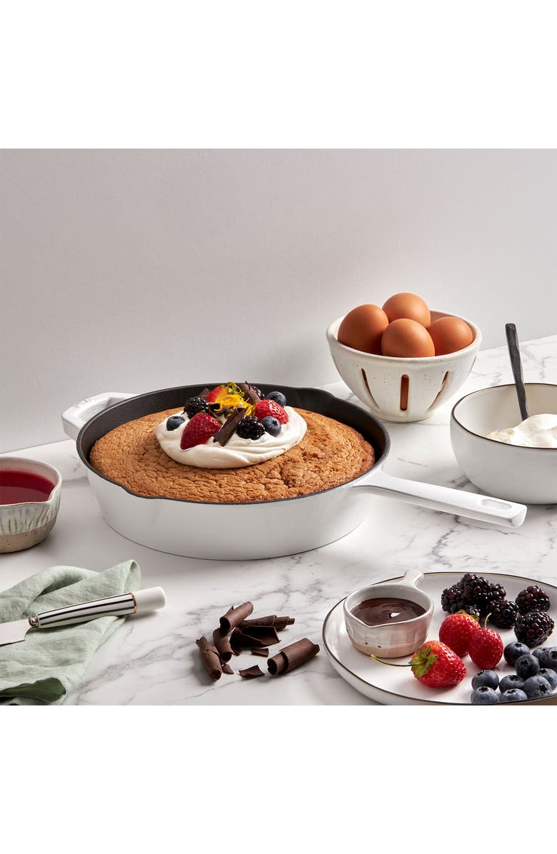 KANA 3-Piece Cast Iron Cookware Set, Alternate, color, White | Gold Knob