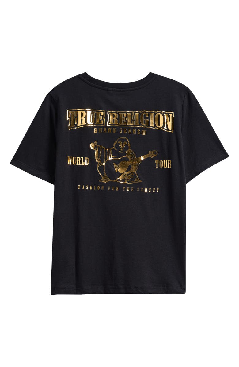 True Religion Kids' Metallic Logo Cotton Graphic T-Shirt, Alternate, color, Black