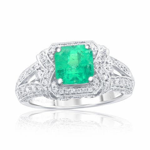 14K Gold 1.57ct Emerald & 0.91cttw Diamond Ring