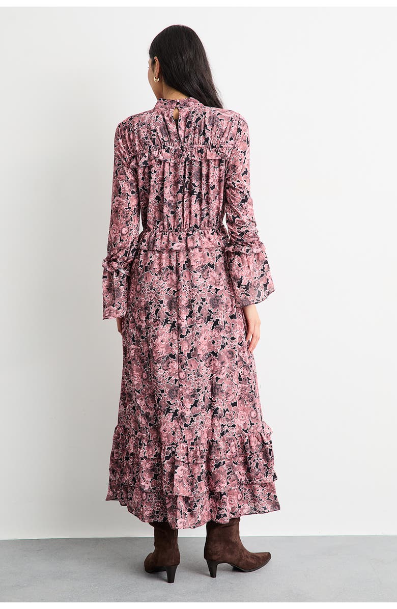 Warehouse Asymmetric Seam Volume Sleeve Midi Dress, Alternate, color, Floral