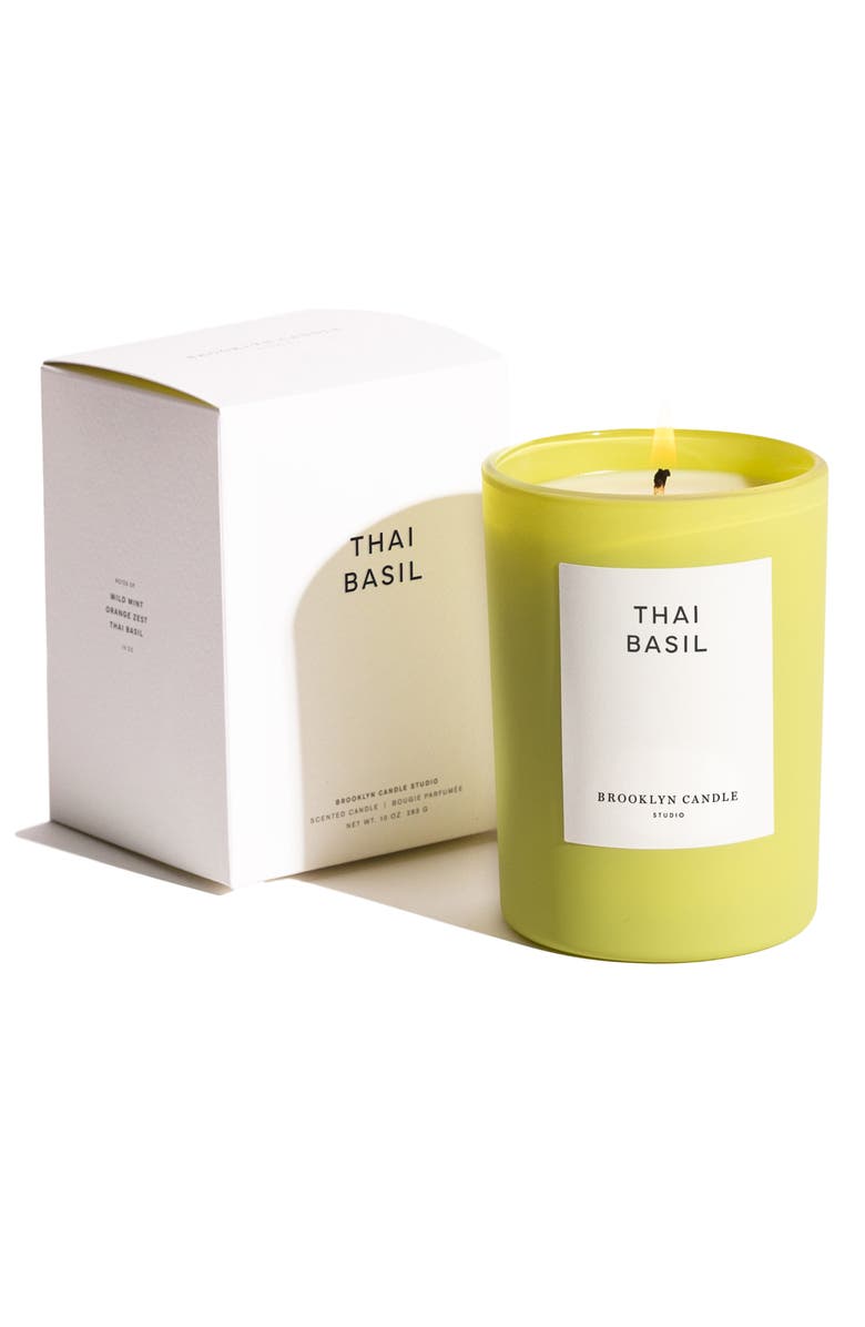 BROOKLYN CANDLE STUDIO Thai Basil Candle, Main, color, Bright Green