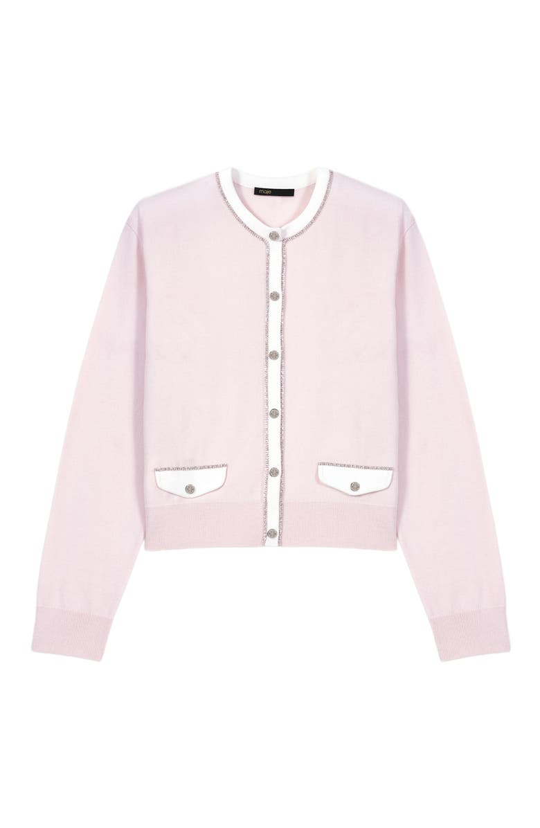 maje Rhinestone cardigan, Alternate, color,