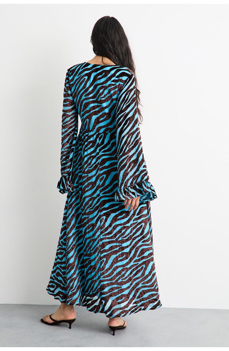 Warehouse Burnout Velvet Plunge Maxi Dress, Alternate, color, Blue