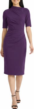 Maggy London Ruched Midi Sheath Dress