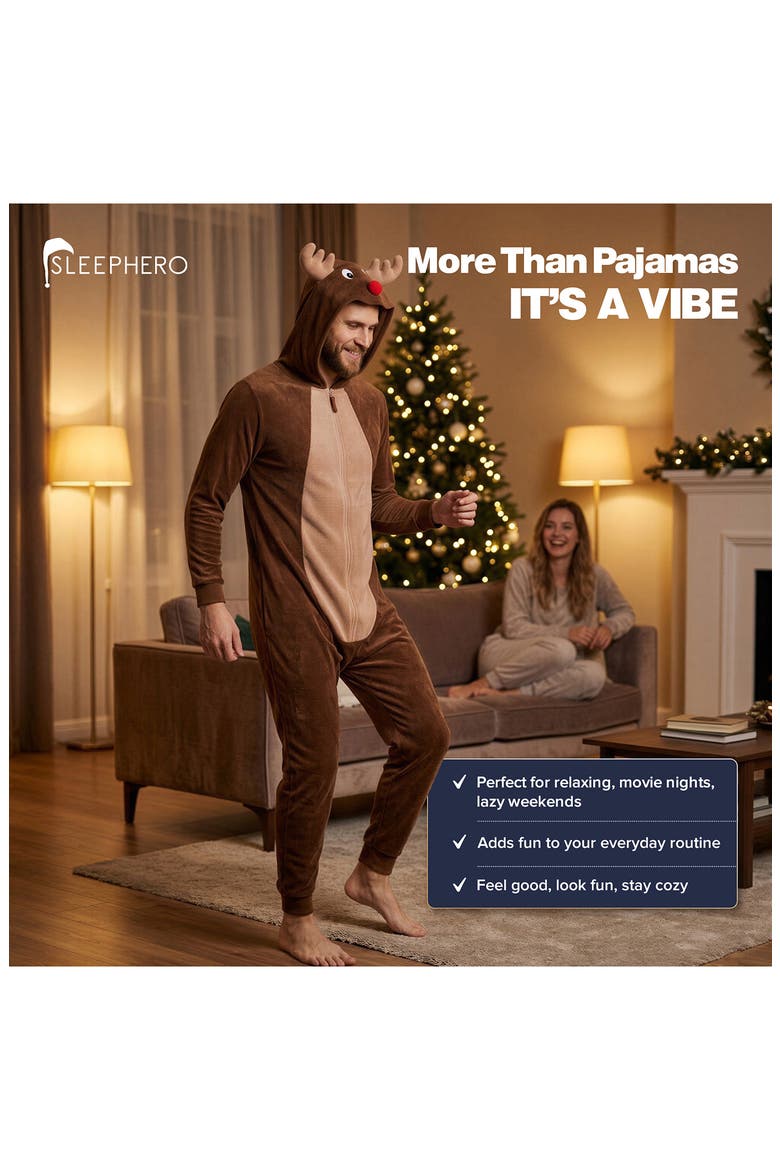Novelty Reindeer Fleece Bodysuit, Alternate, color, REINDEER