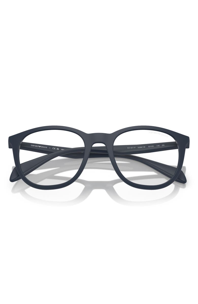 Emporio Armani 53mm Phantos Optical Glasses, Alternate, color, Matte Blue / Clear