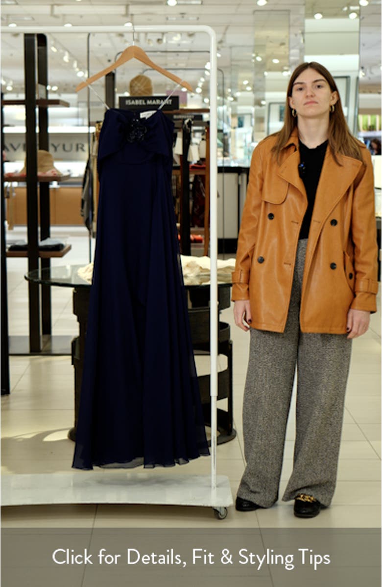 Rebecca Rosette Detail Off the Shoulder Silk Chiffon Gown, sales video thumbnail