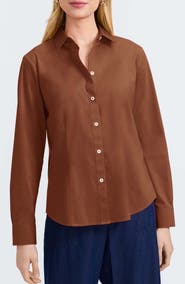 Foxcroft June Stretch Cotton Blend Button-Up Shirt