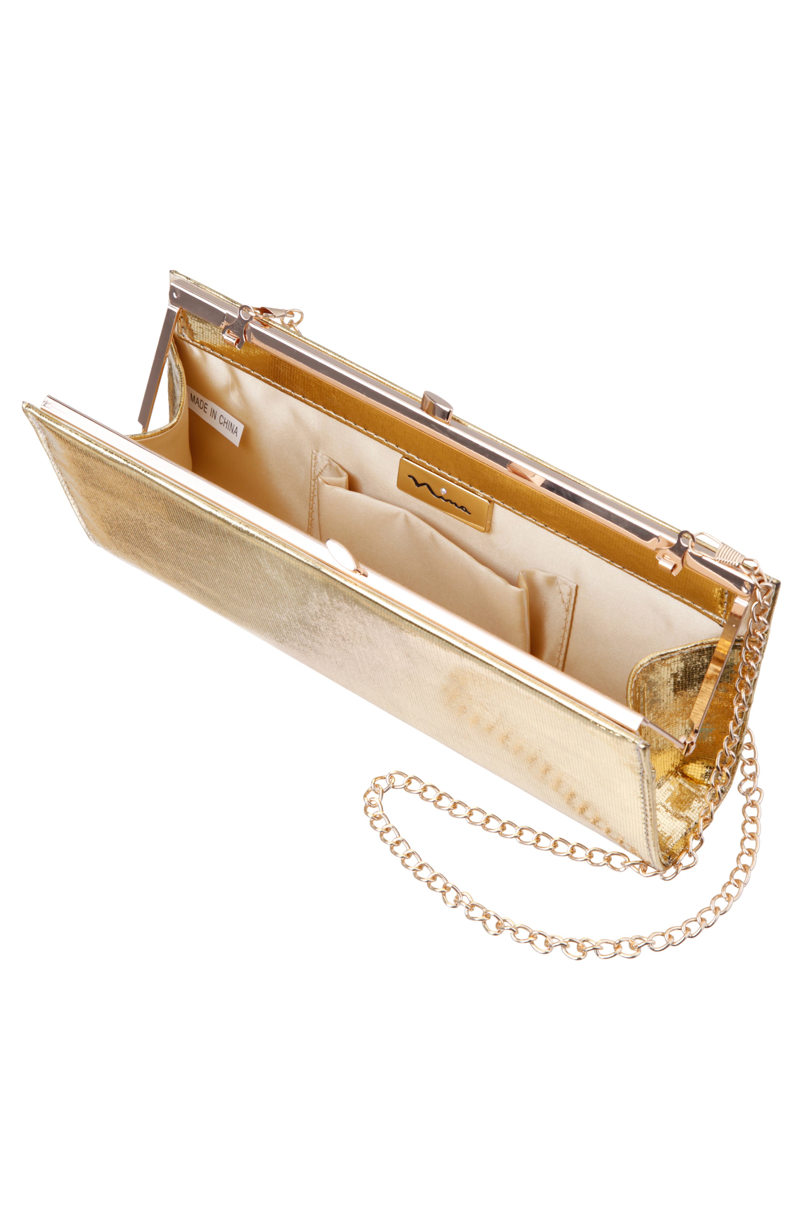 Nina Tierney Clutch, Alternate, color, Gold