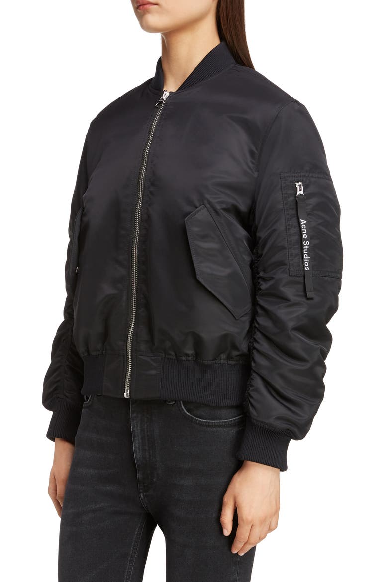 Oda Nylon Bomber Jacket, Alternate, color, BLACK