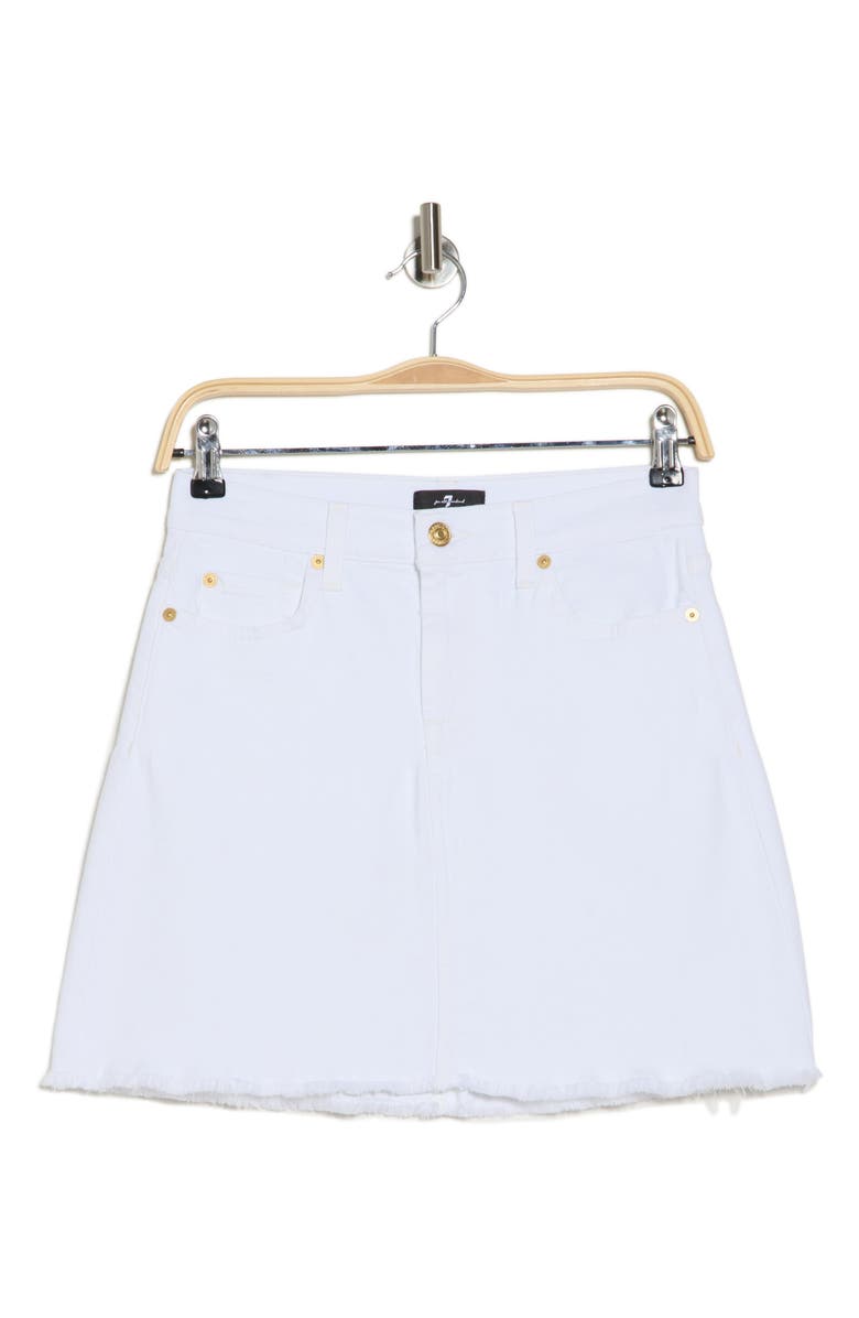 7 For All Mankind A-Line Cutoff Denim Skirt, Alternate, color, White Twill